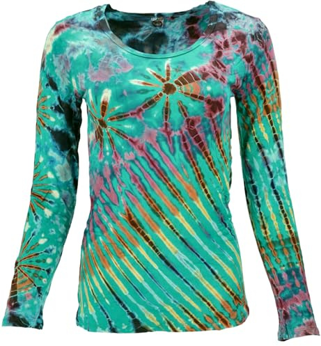 GURU-SHOP, Camisa Batik, Camisa Manga Larga, Verde, Sintético, Tamaño:38, Suéteres, Sudaderas de Manga Larga