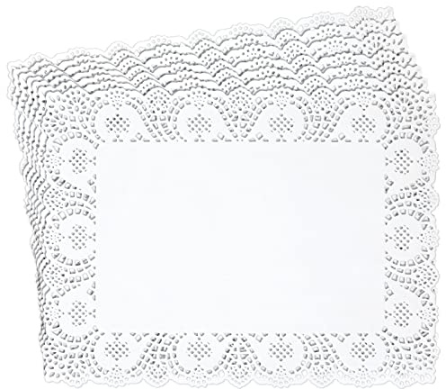 Paper Doilies - Square Lace Placemats, 100-Pack, White - 40 x 30 cm Each