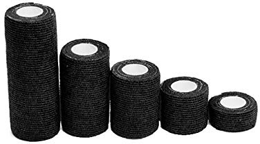 Angela-homestyle 10 Rollen Kohesive Selbsthaftende Bandagen Fingerpflaster Fingerverband Wundverband selbstklebend wasserfest (15cm x 4.5m, Schwarz)