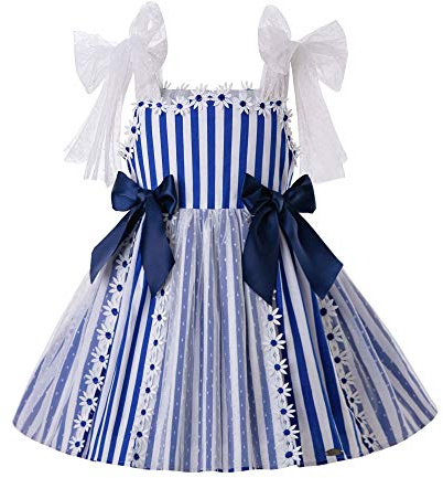 Ju petitpop Girls Summer Vestido a Rayas Elegante, 7-8 años