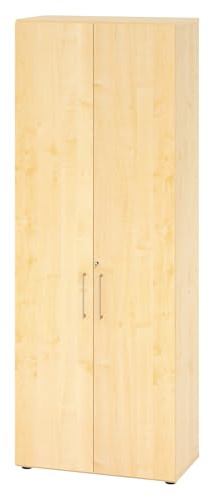 bümö Aktenschrank abschließbar, Büroschrank Holz 80cm breit in Ahorn - abschließbarer Schrank mit Aktenregal für's Büro & Arbeitszimmer, Büro Möbel Ordnerschrank mit Schloss