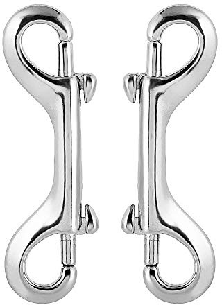 Nifocc Doppel Karabinerhaken Bolzenschnapper Ketten Schnapphaken Verschlussclip für Hundeleine Bergsteigen Klettern Familiencamping im Freien- Glänzend Silber 90mm 2 Stk