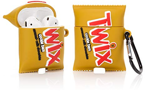 YIGEYI Airpods - Custodia in silicone compatibile con gli Airpods 1 e 2 custodia per cartoni animati 3D, simpatica, divertente [serie di snack divertenti] (Twix)