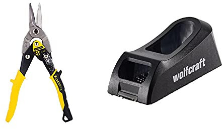 Stanley Aviation Snips - Coupe Droite (2-14-563) & Wolfcraft 4013000 Rabot-bloc Plaquiste Râpe150 x 57 mm noir