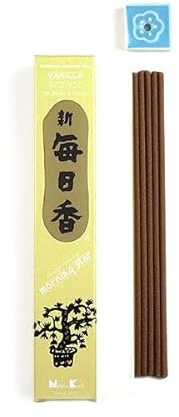 Räucherstäbchen 50 Stück Nippon Kodo Morning Star Vanille | Japanische Rauchstäbchen aus natürlichen Inhaltsstoffen | Sanfter süßer Duft für Wohlbefinden & Ruhe | Aromatherapie Low Smoke