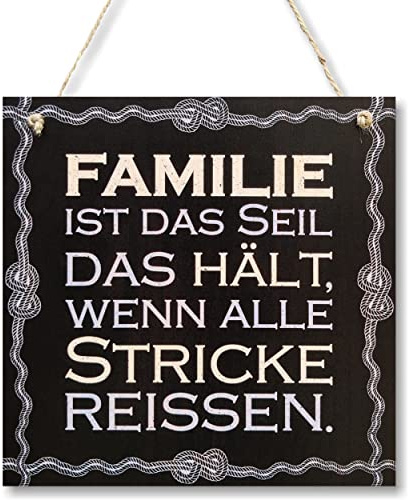 CARISPIBET Familie ist das Seil das Hält Dekoschild Hängeornamente Hausdeko Wohnkultur Wandkunst 20 x 20 cm