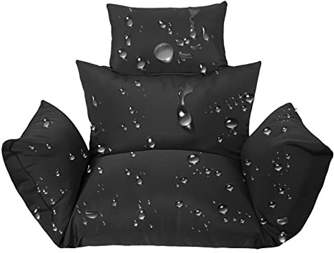 SRHMYWGY Hängen Egg Hängesessel Kissen Schaukel Sitzkissen Wasserdicht Thick Nest Hängeschaukel Hängekorb Sitzkissen mit zurück und Kopfstütze für Garten Polster Auflage (kein Swing Chair) (Black)
