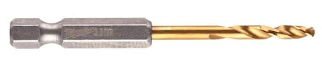 Milwaukee Shockwave Metal Drill Bit HSS-G Red Hex Titanium 1/4 Inch 3.3 x 67 mm Pack of 2 in Packaging