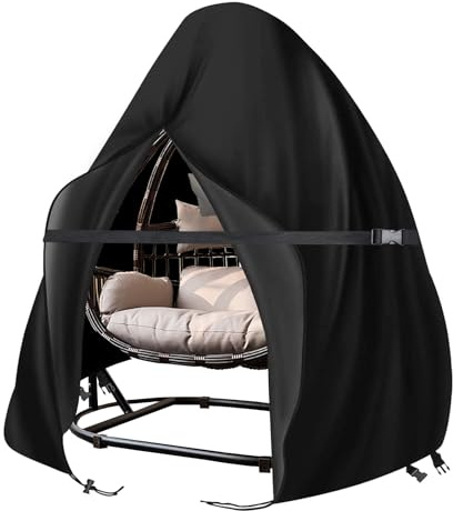 Kovshuiwe Housse de Chaise à Suspendre en Forme d'œuf avec Fermeture éclair en Tissu Oxford 420D imperméable, Anti-UV et Coupe-Vent pour balancelle 158 x 215 cm