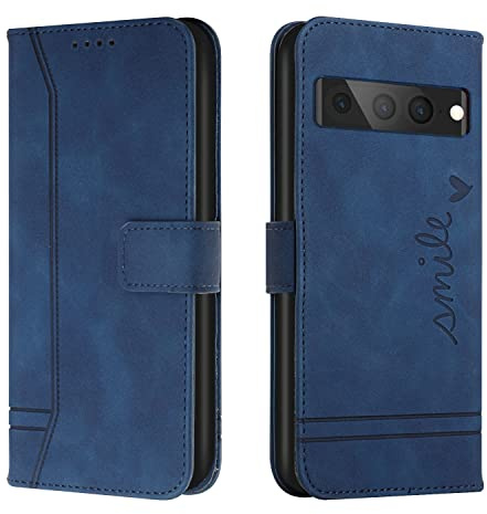 Bravoday Hülle für Google Pixel 7 Pro, PU Ledertasche Handyhülle Flip Schutzhülle Kompatibel mit Google Pixel 7 Pro, mit Kartenfäch & Kickstand, Blau
