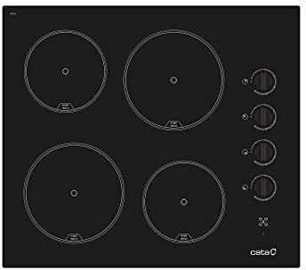 Cata Placa Vitrocerámica 604 HVI 4 Zonas de Cocción High Light Controles Mecánicos Ancho de 59 cm 9 Niveles de Potencia Regulables Potencia Total 6kW Color Negro
