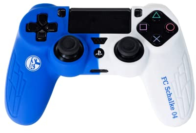 Offiziell lizensierte Schutzhülle kompatibel für PS4 Controller Zubehör Schalke 04 Anti-Rutsch Schutzhülle Skin Case für FIFA und Bundesliga Fans