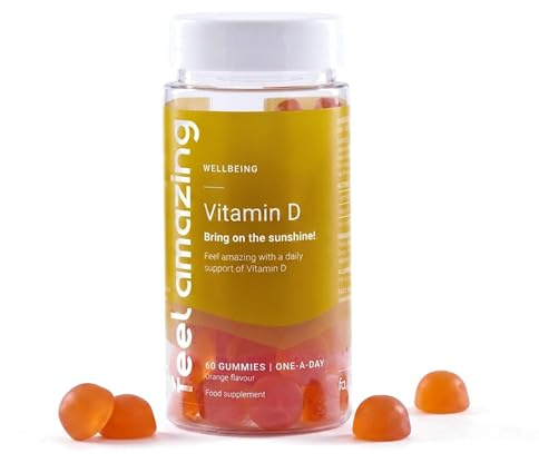 Feel Amazing Vitamin D Gummies, Vegetarian-Friendly, High Strength 25mcg, Supports Immune System, Bone & Muscle Health, 60 Count (2 Month Supply) (1)