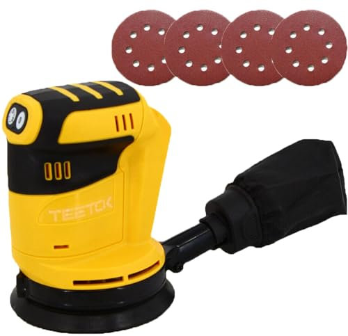 Brushless Orbital Sander Compatible with Dewalt 18V/20V Battery, Cordless Random Orbital Sander with 12Pcs Sandpapers & Dust Bag, 3-Speed, for Wood, Metal, Furniture,Car Sanding & Polishing