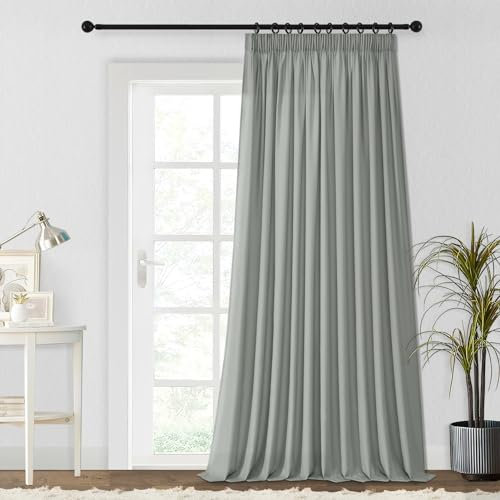MRTREES Grey Brushed Cotton Privacy Curtain - 90 Drop, Pencil Pleat, W90 x L90