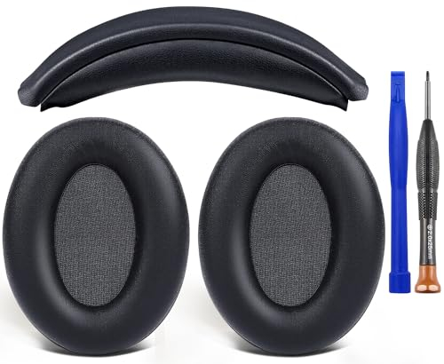 SOULWIT Mousse Coussin Coussinets + Bandeau Headband, Kit de Remplacement pour Sony WH-1000XM3 Les Circum-auraux Casques, pièce de Rechange pour Le Coussinet de Bandeau et Les Coussinets d’Oreille