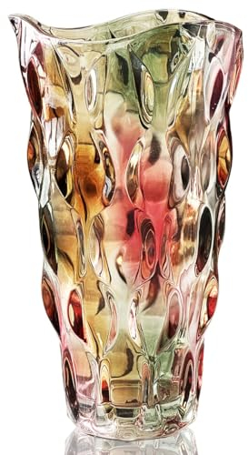 Vase, Blumenvase Groß Hohe Bunt Glas Vasen für Deko, Geschenke für Frauen, Modern Glasvase Gross, Geburtstagsgeschenk Mama