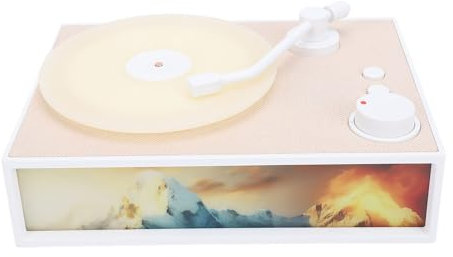 Giradischi Vintage con Diffusore di Aromi, Altoparlanti Stereo Giradischi Bluetooth 5.3 HiFi con Cavo Audio da 3,5 Mm, Giradischi Wireless Portatile Leggero (WHITE)