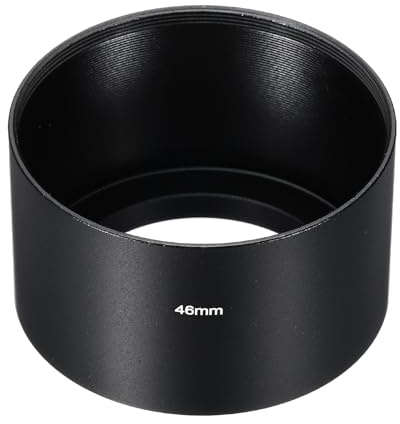 PATIKIL 46mm Gegenlichtblende, Langbrennweite, mattierte Innenfläche, antireflektierende Blende mit Reinigungstuch für Kameraobjektive, Schwarz