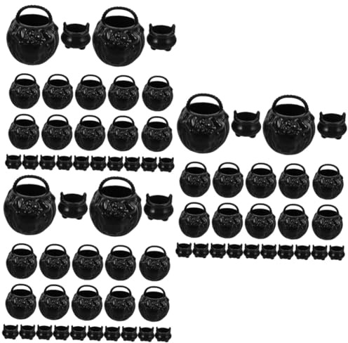 Amosfun 3 Sets Mini Hexenfass Kessel Miniatur Bastelarbeiten Halloween atur Hauszubehör Halloween atur Ornamente atur Eimer Spielzeug Kunststoffkessel Kessel
