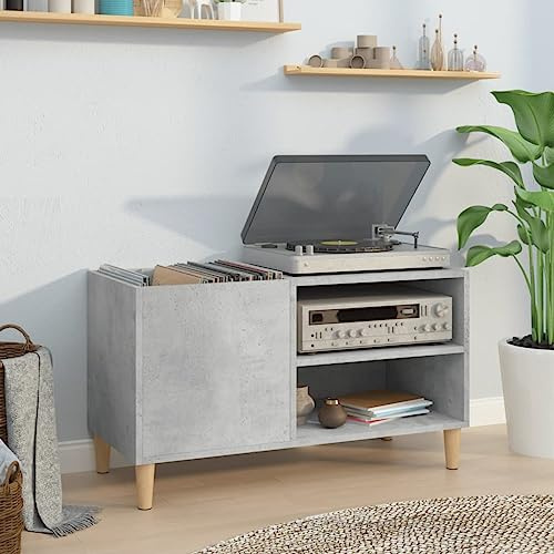 Vopese Armario para discos de madera de ingeniería, organizador de almacenamiento de discos de vinilo, color gris hormigón, 84,5 x 38 x 48 cm, estante de colección LP 816