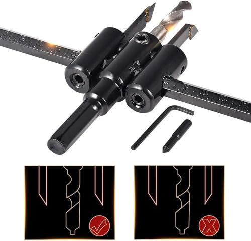 HOHXEN Fresa a Tazza Circolare Regolabile Kit di Punte per la Lavorazione del Legno, Strumento di Taglio per Sega Circolare, per Legno, Plastica, Lamiera, Gomma (Diametro di Taglio: 30mm - 200mm)