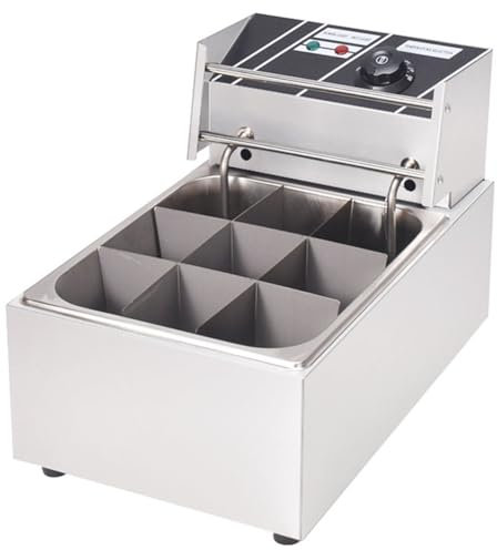 Fitlin Freidora eléctrica Comercial Oden, 6 l, Cesta for freír de sobremesa for Restaurante, Control de Temperatura de 60 a 200 °, 9 ollas de cocción Independientes