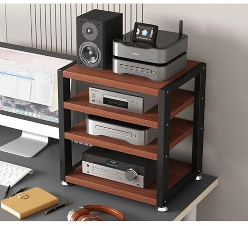 Druckerregal Shelf Rack Stereo-Schrank HiFi-Rack Unterhaltungs-Stereo-Komponenten-Aufbewahrungsregal Plattenregal Lagerregal Multimedia-Möbel Für Zuhause Büro Theater(Style 3,4 Tier-40x35x48cm)