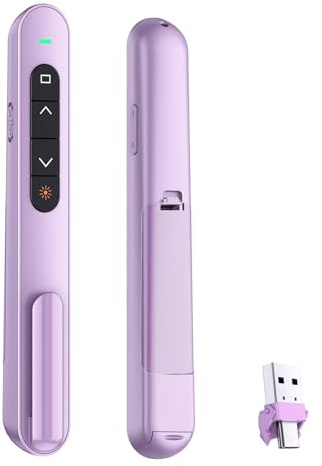 QUI Presentation Clicker for PowerPoint, RF 2.4GHz USB C Wireless Presenter Remote with Volume Control, PowerPoint Clicker Slide Advancer for Mac, Windows, Laptop, Keynote