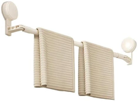 Barre de Serviettes de Bain à ventouses Salle de Bain sans perçage Porte-Serviettes réglable Serviette Rétractable, Ventouse Mural Réutilisable Barre de Serviette Blanc