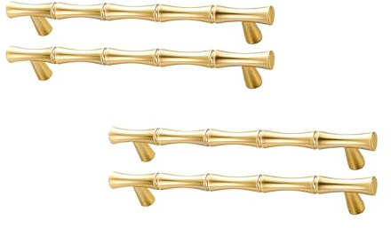 SEIWEI C, 4PCS Modern Creativity Bamboo Shape Cupboard Door Knobs, Zinc Alloy Retro Handles for Drawer Cabinet Wardrobe Kitchen Decoration Furniture