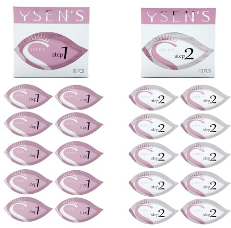YSEN’S Rehaussement de Cils Recharge Professionnelle – Lash Lift Lotion Step 1 & Step 2, 20 Sachets, Traitement 2 Étapes pour Salon