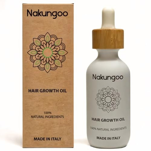 NAKUNGOO Hair Growth Oil Aceite Esencial de Romero para el Crecimiento Rapido del Cabello con Argan, Menta Piperita, Jojoba | Serum Made in Italy Anticaida, Hidratante, Antiencrespamiento 100% Natural
