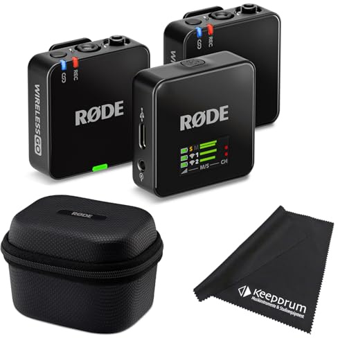 Rode Wireless GO Gen 3 - Sistema radio wireless a 2 canali con custodia di ricarica + panno keepdrum