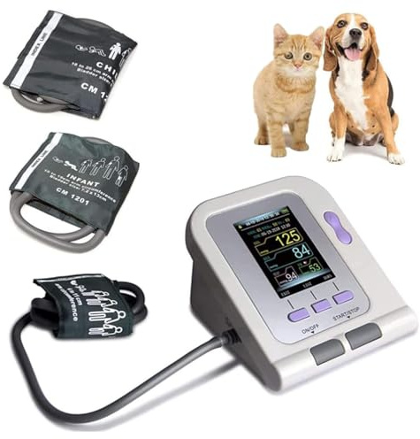 Digitales Veterinär-Blutdruckmessgerät für Hunde/Katzen/Haustiere mit LCD-Display und Manschette in 3 Größen für den Heimgebrauch, automatisches digitales Blutdruckmessgerät für den Schreibtisch