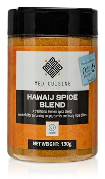 Med Cuisine Hawaij Spice Mix 130GR- Typical Yemeni Spice Mix For Soups, Stews & Curries - Turmeric, Black Pepper, Cumin, Coriander, Cardamom, Cloves & Fenugreek