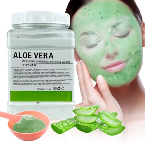Jelly Mask Powder für Gesicht, Hydrating & Moisturizing Jelly Face Maske, Professionell Spa Nutzung Peel Off Face Mask, Tiefenwirksame Hydratation & Glow für alle Hauttypen 23 Fl Oz (Aloe Vera)