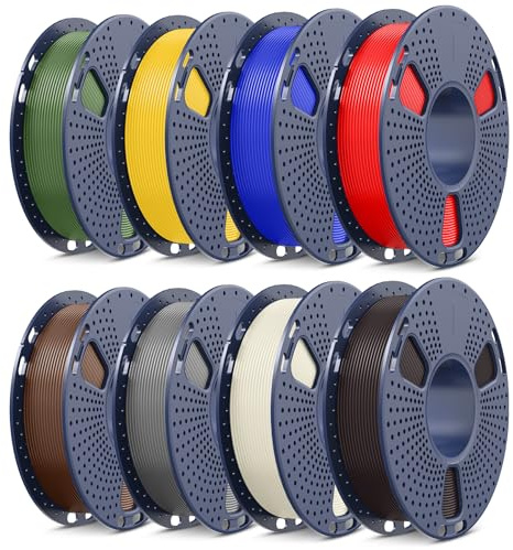 SUNLU PLA Filament 1.75mm Bundle, 3D Printer Filament Bundle 250g, 8 Rolls, 2kg Total, Roasted Chestnut Black+Bone White+Grey+Coffee Brown+Red+Klein Blue+Vivid Yellow+Olive Green