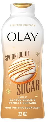 Olay Body Wash for Women, Hydrating & Moisturizing, Holiday Edition, With Plant Based Cleansers, B3 Complex, For All Skin Types, Spoonful of Sugar with Glazed Crème & Vanilla Custard Scent, 22 fl oz