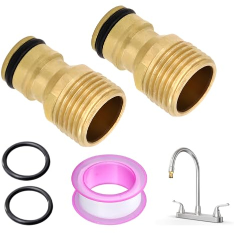 2 Pièces Laiton Universelle Raccords de Robinet, Adaptateur Robinet Tuyau Arrosage Raccord Filetage Extérieur G1/2 Connecteurs de Robinet en Laiton Mâle Fileté Outil de Jardin/Plomberie/Irrigation