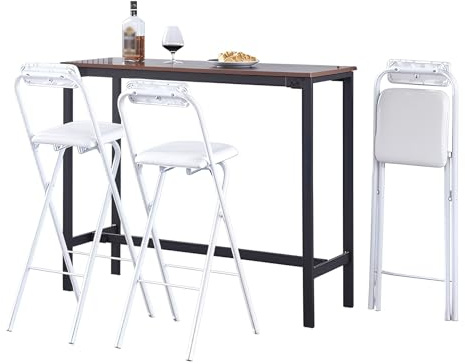 Sgabello Alto Pieghevole Sgabello Alto con Schienale Sgabelli Isola Cucina con Poggiapiedi Moderno Sgabello da Bar 50 55 60 65 70 75 80cm Sgabelli Cucina for Sala da Pranzo(Bianco,60cm (24inch))