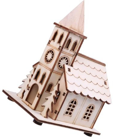 RORPOIR Adorno Navideño de Madera con Luz LED Mini Casa Decorativa de Escritorio para Navidad Luminoso para Fiesta y Regalo Decoración de Invierno para Hogar y Jardín