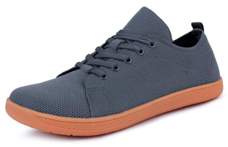 Chaussures de marche pieds nus pour homme - Large largeur - Minimaliste - Coupe classique - Chaussures basses, gris foncé, 40 2/3 EU