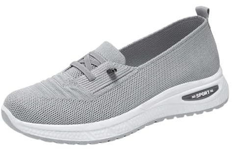 Ballerina fisknät - båtskor dam sneaker fritid sko dra på skor genombrutna espadriller vandringssko andningsbar sko låga skor tjock sula ballerina utomhusskor, Färg: grå, 40 EU