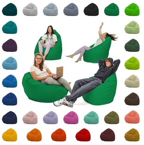 GlückBean Sitzsack XXL – Beanbag für Kinder & Erwachsene – In & Outdoor geeignet – Wasserabweisend & pflegeleicht – Gefüllt mit hochwertigen EPS-Perlen – Ideal zum Gaming & Entspannen (Grün, XL)