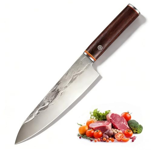 Japanese Steel Kitchen Knives,High Carbon Steel Professional Chef's Knife 7in. Non-Slip Cooking Knives with with Ergonomic Handle,Chopping Knife,Meat Knive,Cooking Knifes