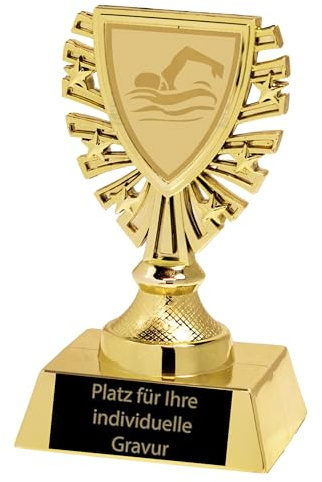 eberin – Pokale & Medaille mit Schwimm-Motiv inkl. Gravur – Schwimmwettkampf-Auszeichnung für Kinder & Vereine – einzeln oder im 3er Set erhältlich