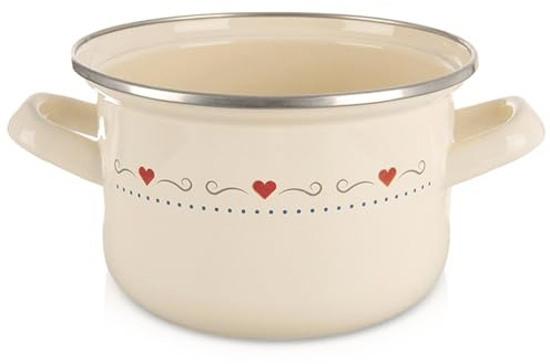 orion group Emaille Kochtopf 1,4 l Ø 16 cm Praktischer Kochtopf mit | ergonomischen Griffen Für alle Herdarten Ofen geeignet Spülmaschinenfest Robuste Emaillebeschichtung