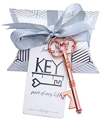 Makhry 50 Stücke Schlüssel-Flaschenöffner Hochzeit Schlüssel Skelett Schlüssel Vintage Flaschenöffner für die Hochzeitsgastgeschenke(Roségold) | Vintage Flaschenöffner als Gastgeschenk für Hochzeit, Party, Souvenir und Geschenk für Gäste