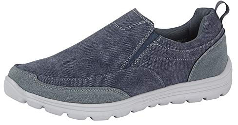 Mens Canvas Casual Shoes Slip On Lightweight Memory Foam Twin Gusset Trainers Size - Blue - UK 11